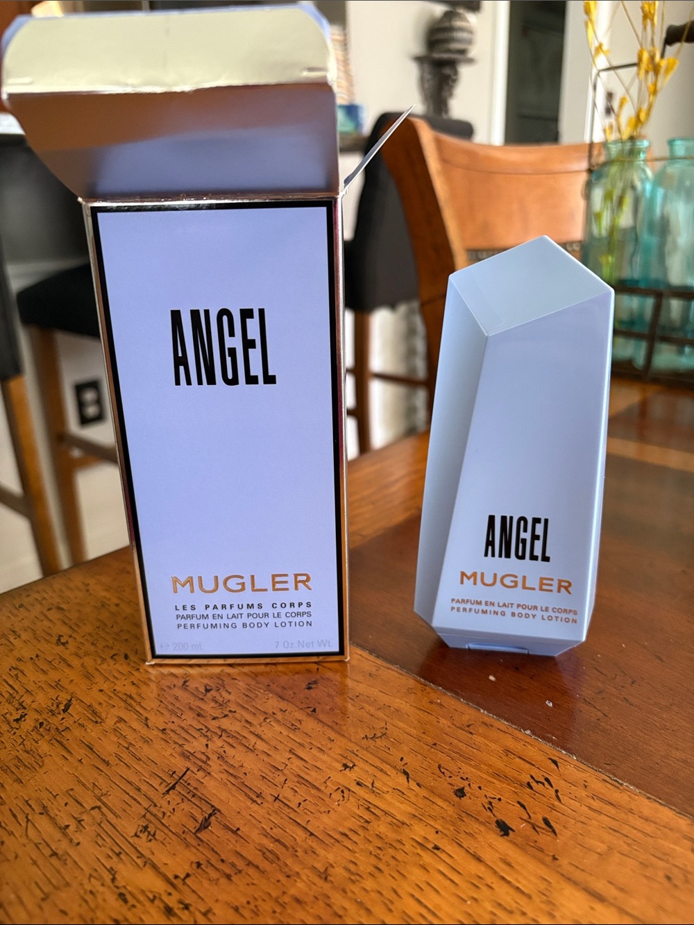 Mugler Angel Perfuming Body Lotion — Pale Blue and Gold Accents